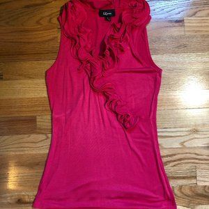 IZBYER FUCHSIA PINK RUFFLED SLEEVELESS TOP SZ S